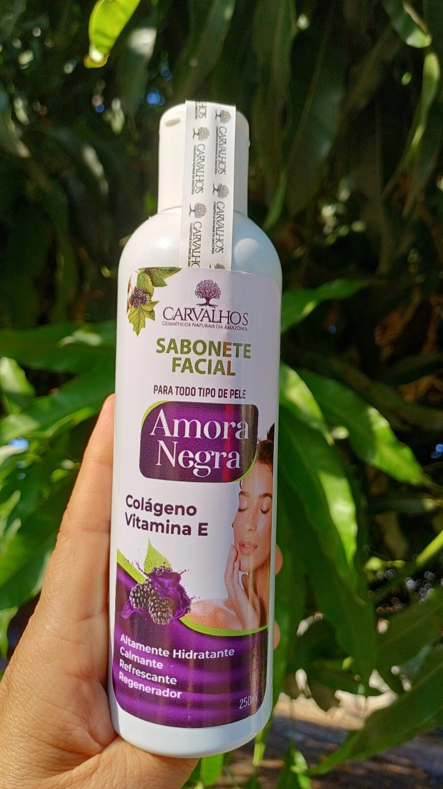 🍇 Sabonete Facial Amora Negra, Colágeno & Vitamina E | 250ml — Carvalhos Cosméticos