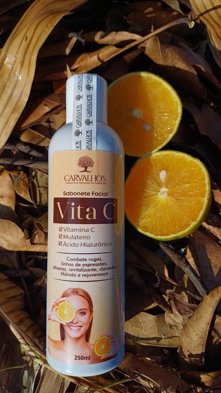 🍊 Sabonete Facial Vita C com Mulateiro & Ácido Hialurônico | 250ml — Carvalhos Cosméticos
